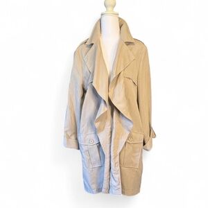 Jack by BB Dakota Drape Front Trench Coat Beige Khaki Jacket Size L NWT